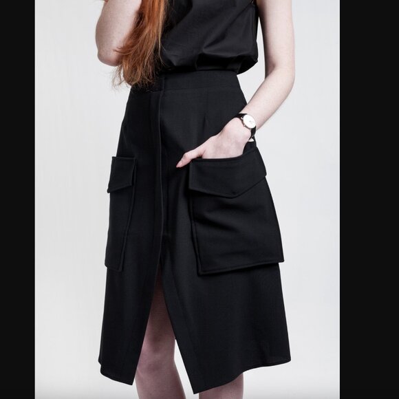 Acne Studios- Pine Patch Skirt in Black- NWOT- 36/6 - Picture 1 of 10
